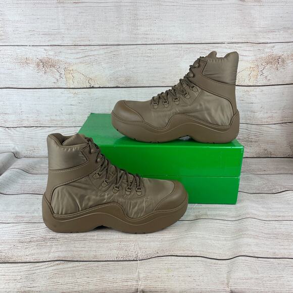 Bottega Veneta Puddle Bomber Mens Sz EU 46 US13 Lace Up Boots Jute Tan Nylon main image 6